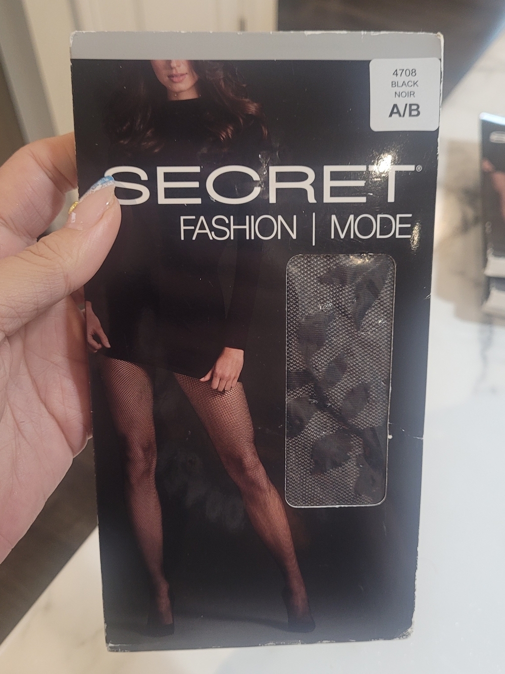 5/30 Secret Fashion Black Floral Pattern Tights Pantyhose A/B New in Package - Picture 3 of 4